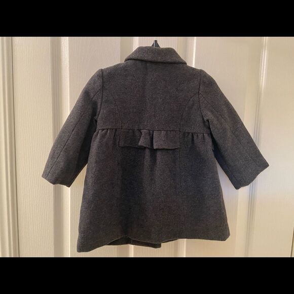 Mayoral Chic Wool Blend Pea Coat Gray Ruffle Detail Baby Girls Size 9 Months - Picture 6 of 6